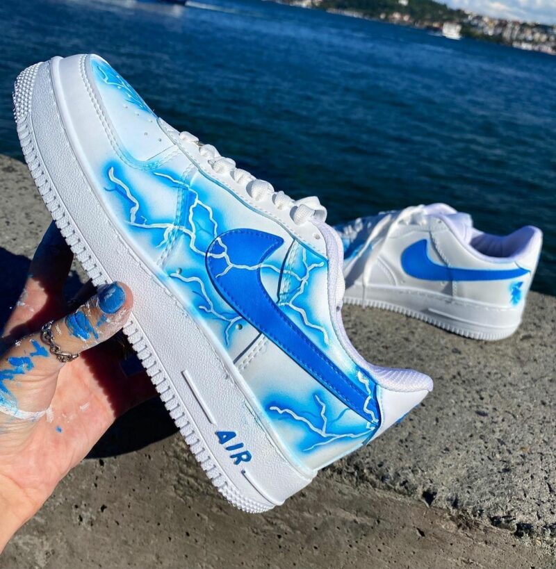 Blue ligthing Air Force 1 Custom - KingShooz Shop